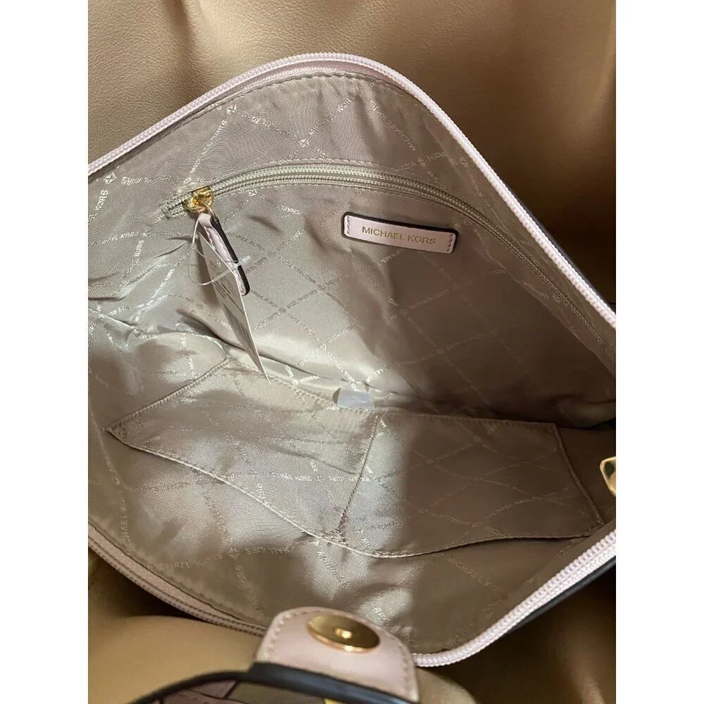 NWT Michael Kors Emilia Large East West Tote Bag Powder Blush Leather $558